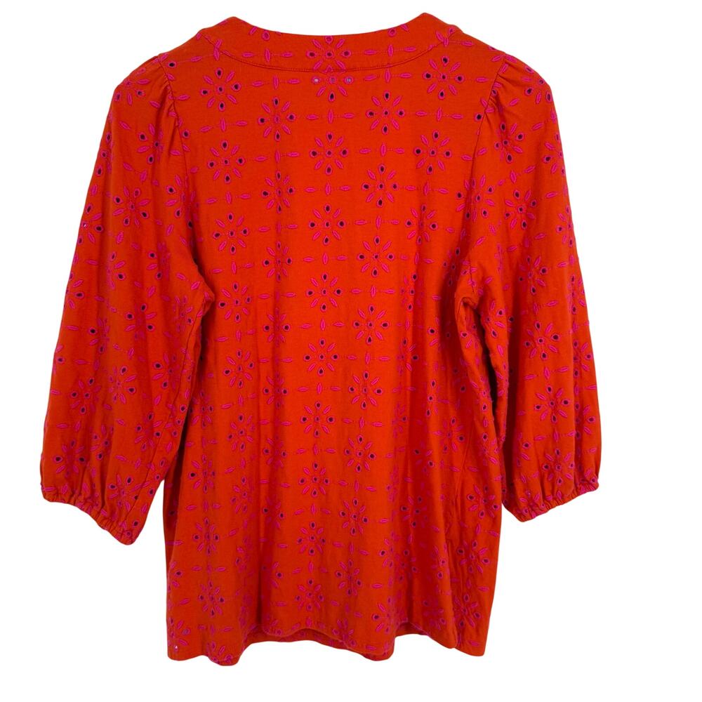J.Jill XS Petite XSP Orange Pink Tropical Floral Blouse Shirt Top Summer Beach - Picture 10 of 10